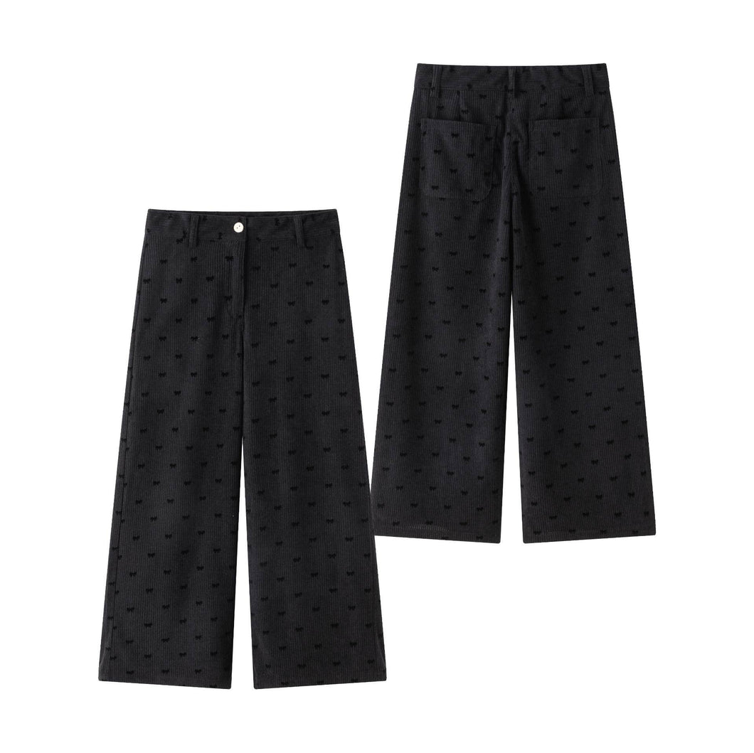Pantaloni in microvelluto a coste con stampa a cuori JGI95794