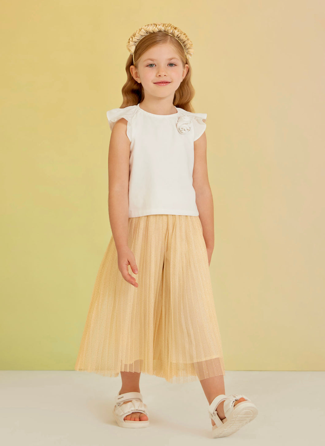 Pantalone tulle plissettato bambina